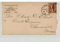 Mr. Chas. D. Elliot Civil Engineers Somerville Mass 1884 W. A. Greenough & Co., Directory Publishers, Perkins Collection 1861 to 1933 Envelopes and Postcards